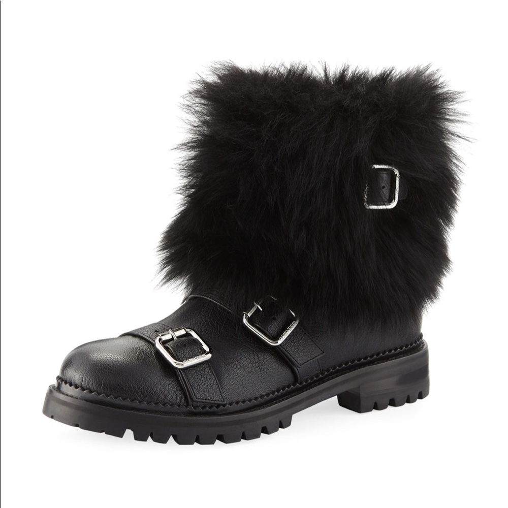 Jimmy Choo Hank Moto Boots with Fur - Picture 2 of 8